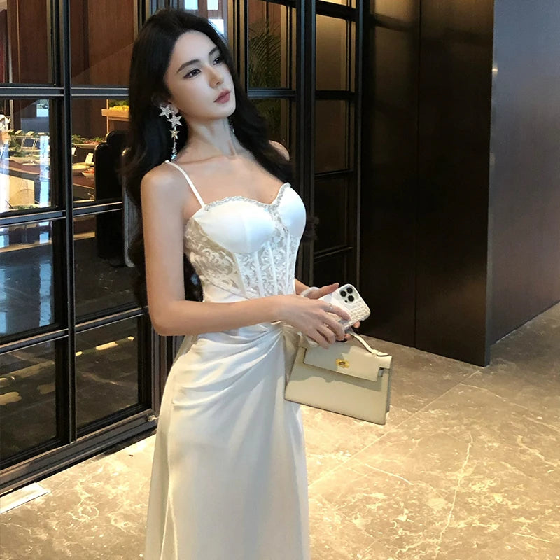 White Long Lace Corset Dress Long Bustier Dress Glam Prom Dresses White Long Lace Corset Dress Long Bustier Dress Glam Prom Dresses