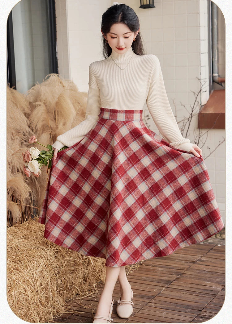 Rainy Valley Light Academia 2-Piece Plaid Set