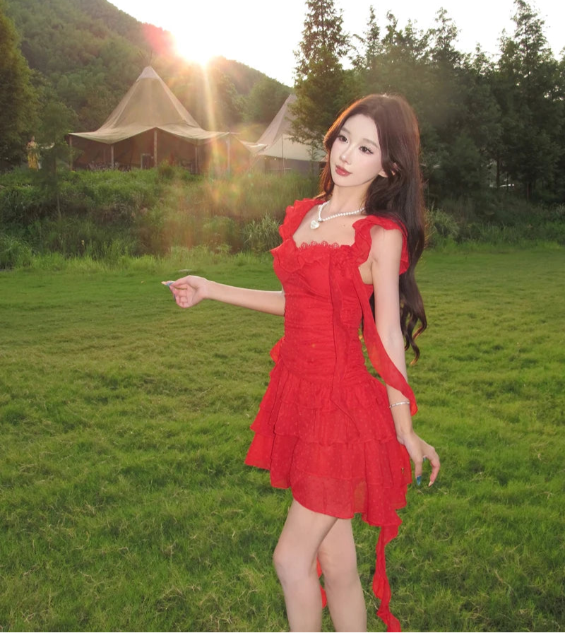 Garden Angel Red Coquette Dress