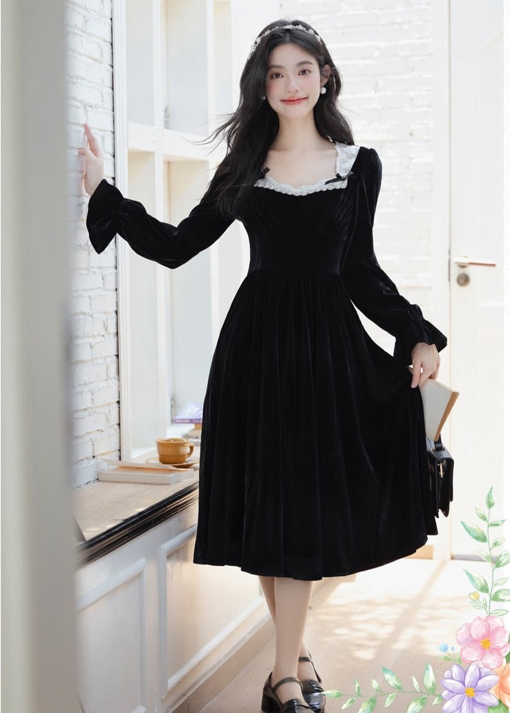 Clouded Moon Velvet Witchy Goth Dress
