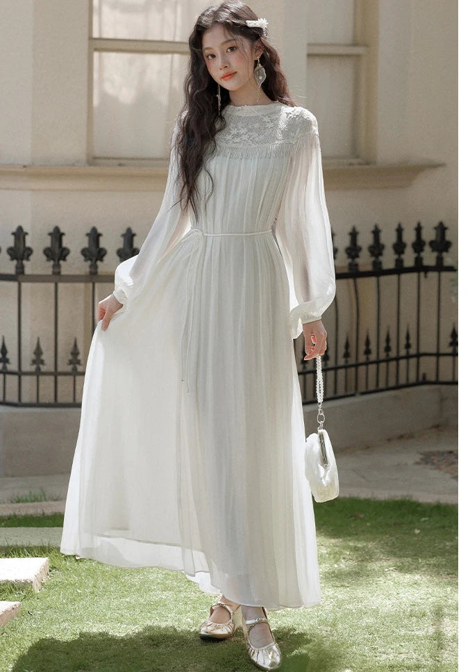 Ethereal Bohemian Fairy Dress white boho vintage dress