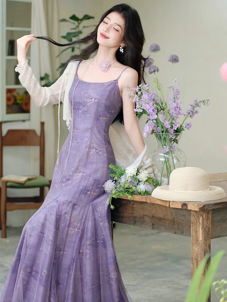 Amethyst Fairy Dress + Flower Choker Necklace