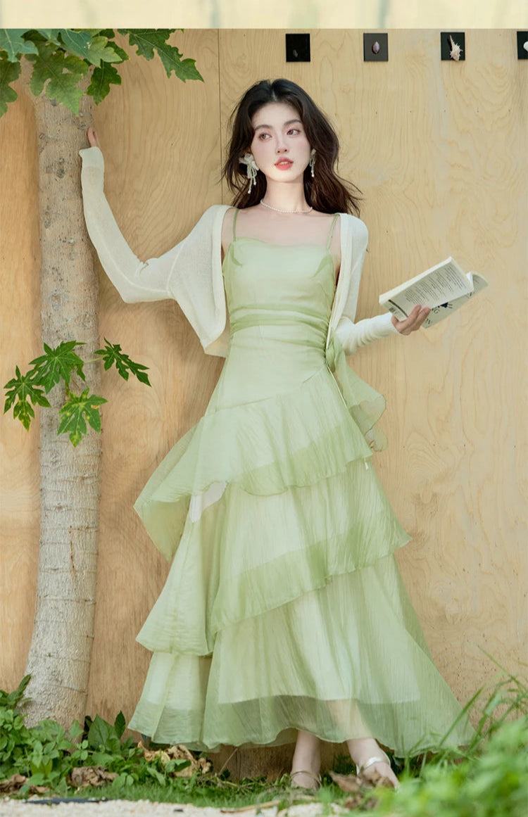 Dainty Green Fairycore Dress Ethereal Essence Dress green fairy dress Dainty Green Fairycore Dress Ethereal Essence Dress green fairy dress