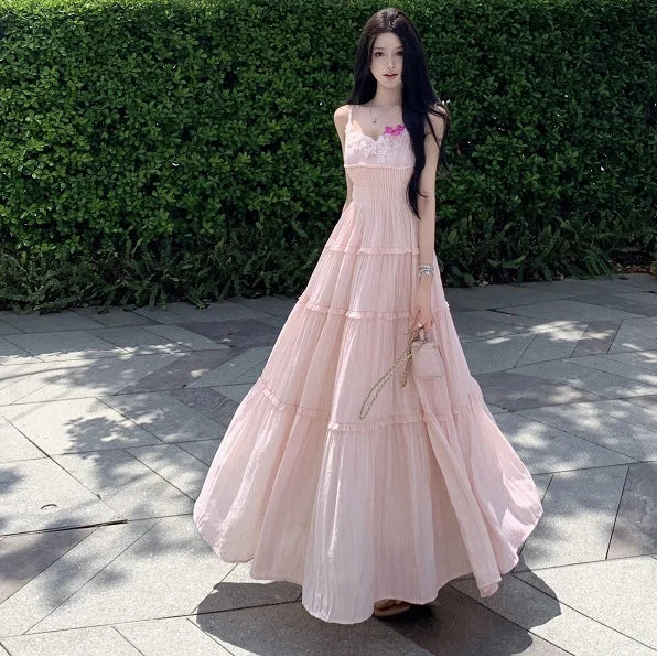 Long Peach-Pink Coquette Dress coquette style dresses coquette girl Long Peach-Pink Coquette Dress coquette style dresses coquette girl