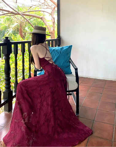 Pandora-Wildwing Burgundy-Red Long Dress