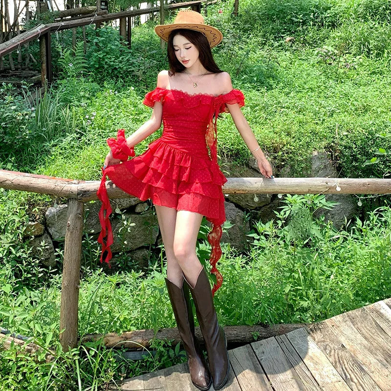 Garden Angel Red Coquette Dress