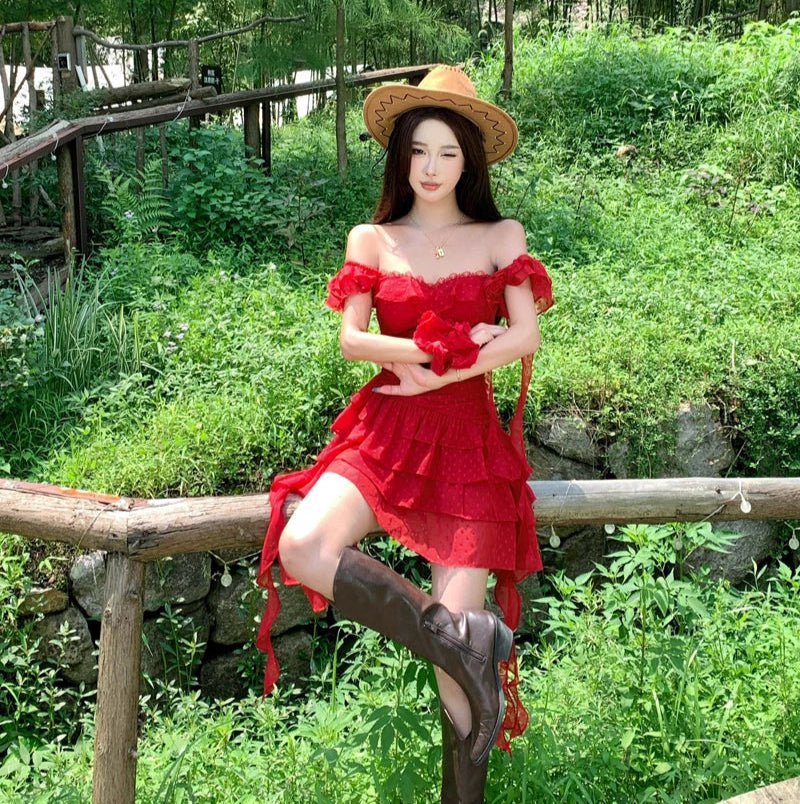 Garden Angel Red Coquette Dress