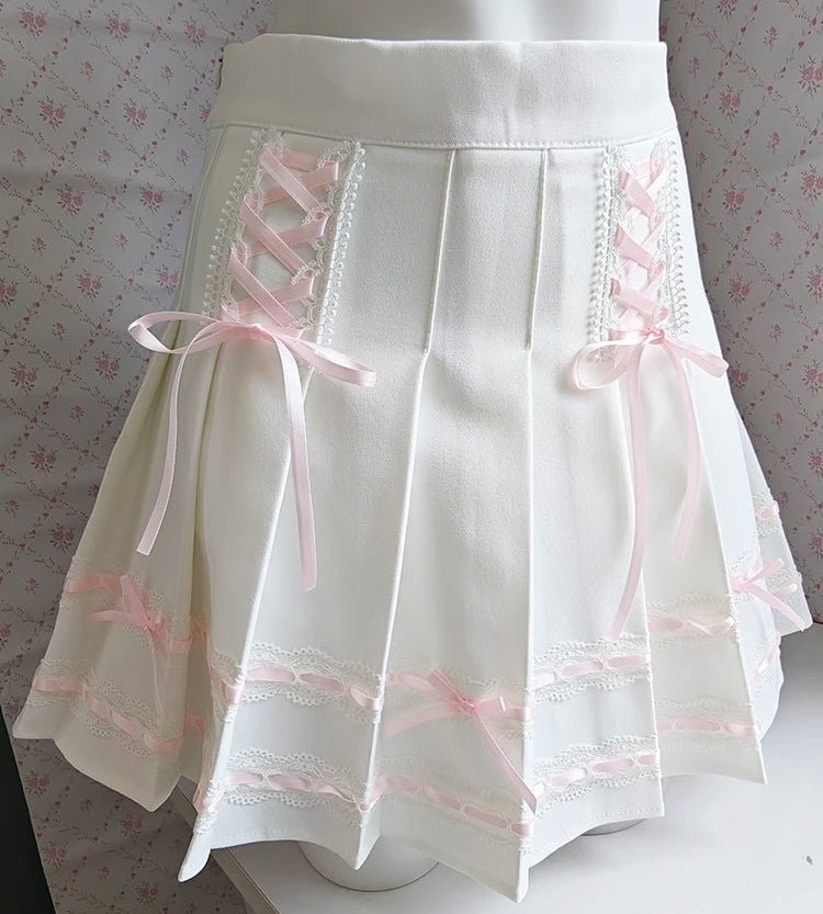 White Pleated Coquette Skirt