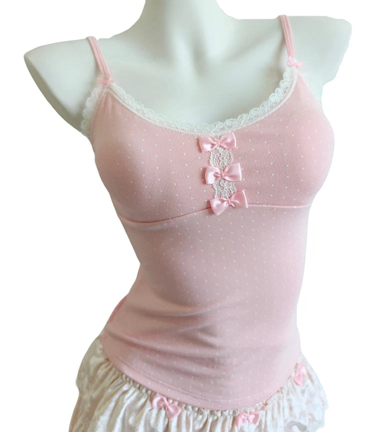Sugar Noir Dark Coquette Lace Camisole Top Y2K Romantic Tank Top