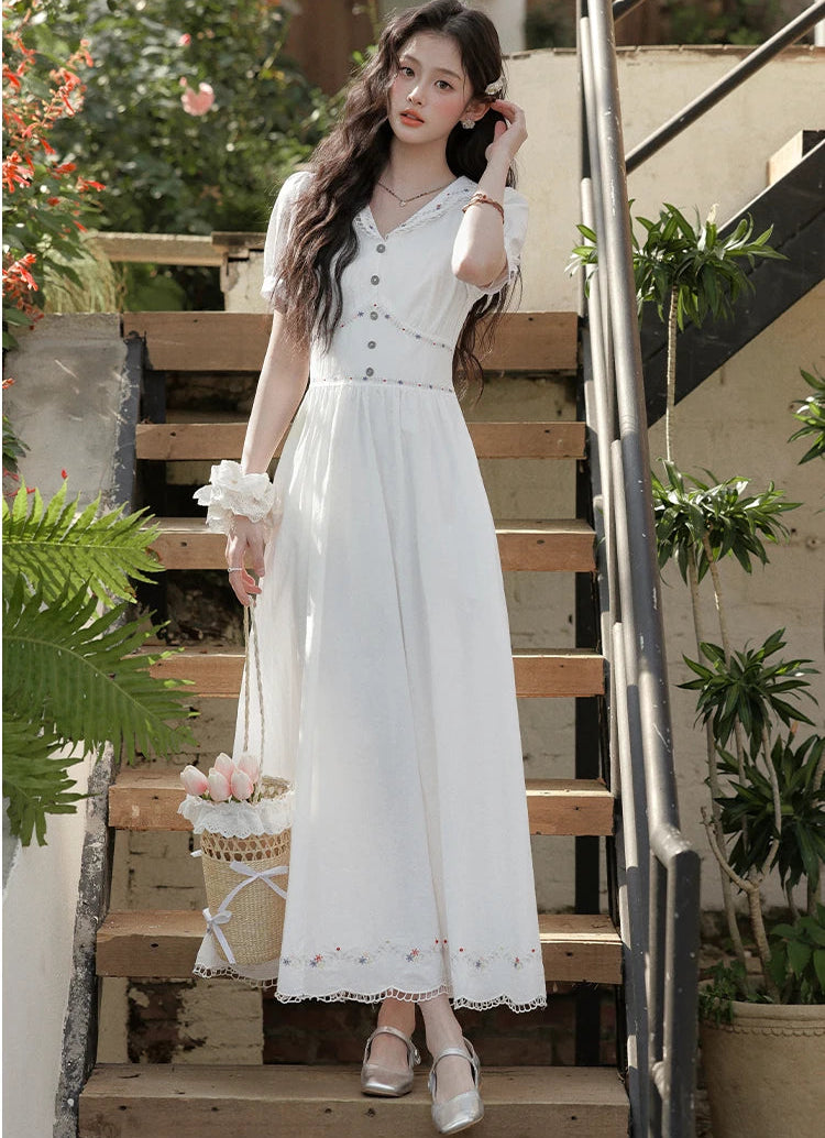 cottagecore white dress Cottagecore Maxi Dress main image 0
