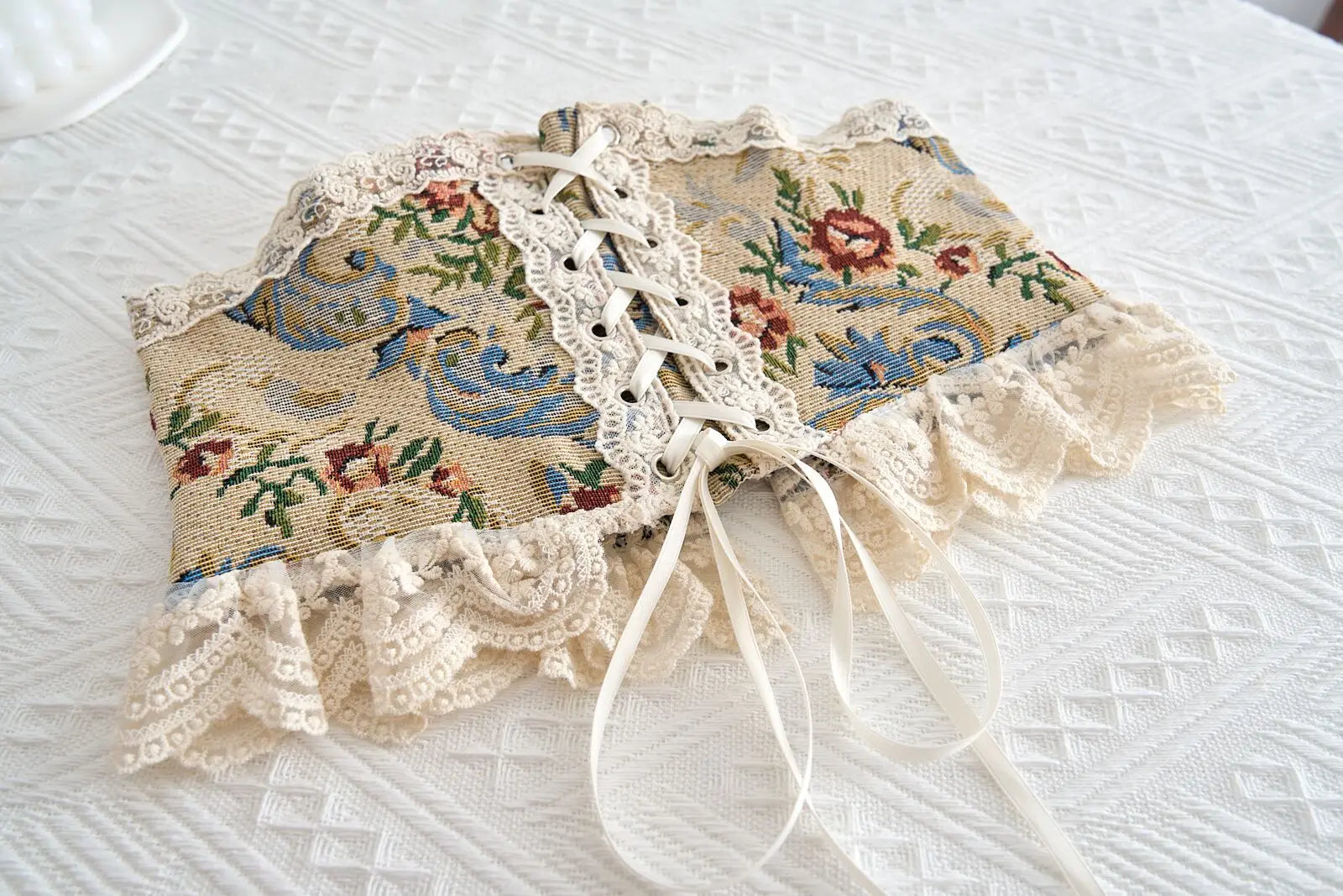 Vintage Tapestry Lace Underbust Belt Vintage Cottagecore Corset Belt 