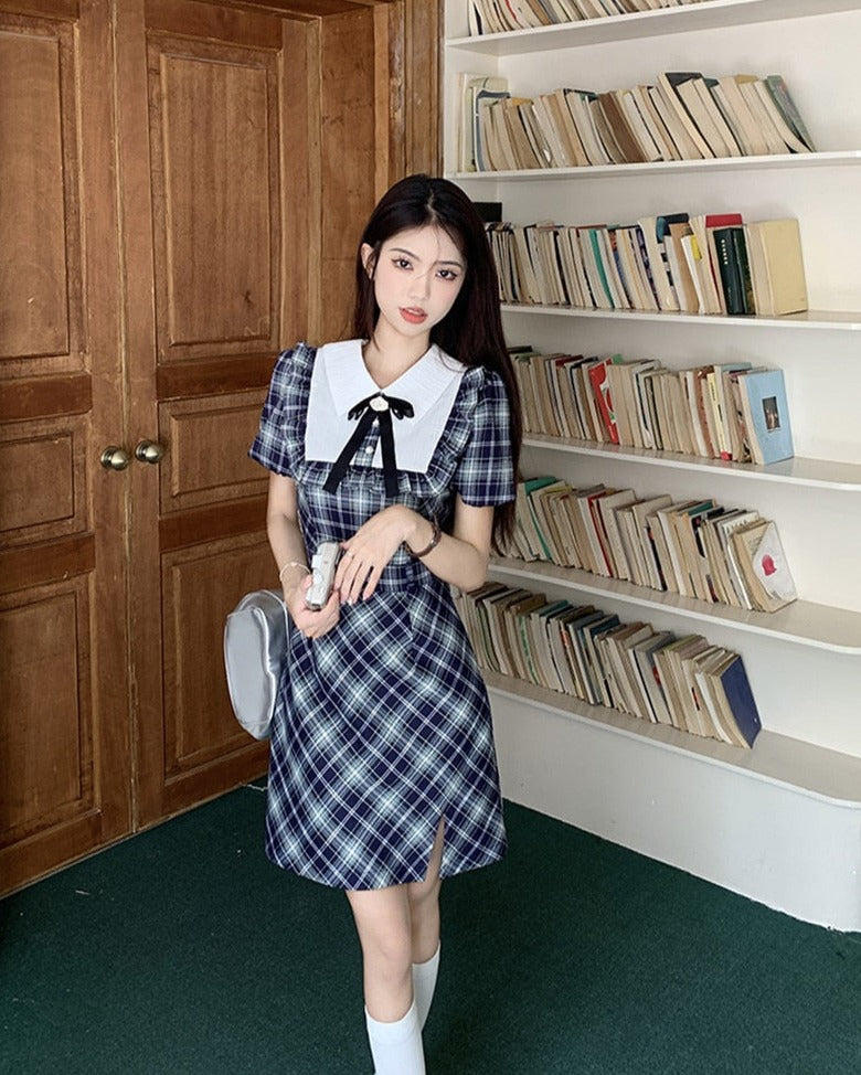 Genevieve Dark Academia Plaid Dress