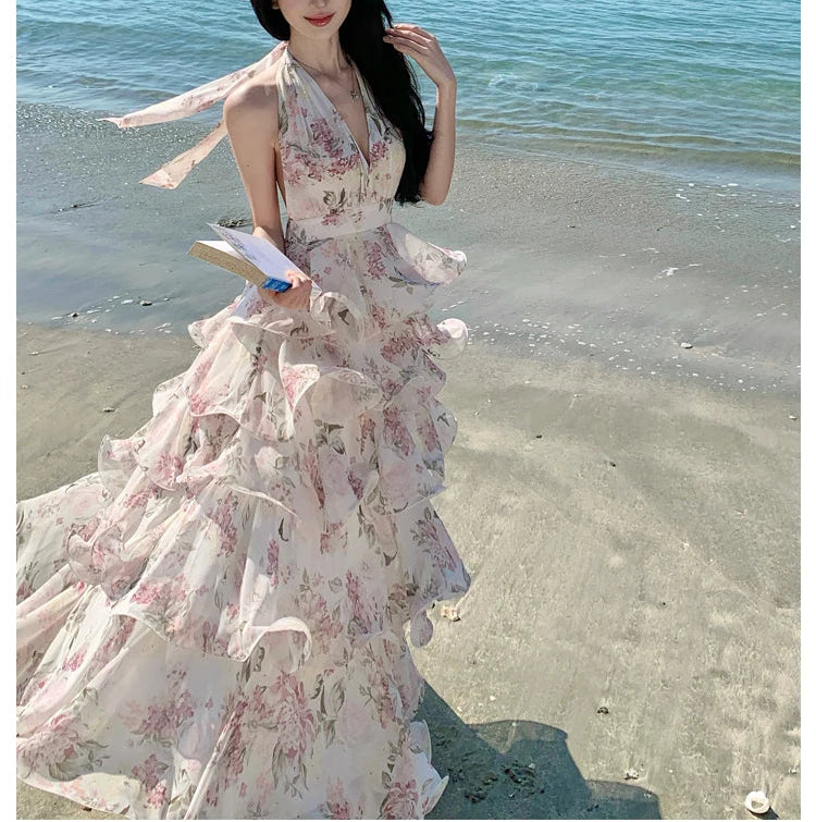 Honey Beam Flared Ruffle Spring Coquette Dress