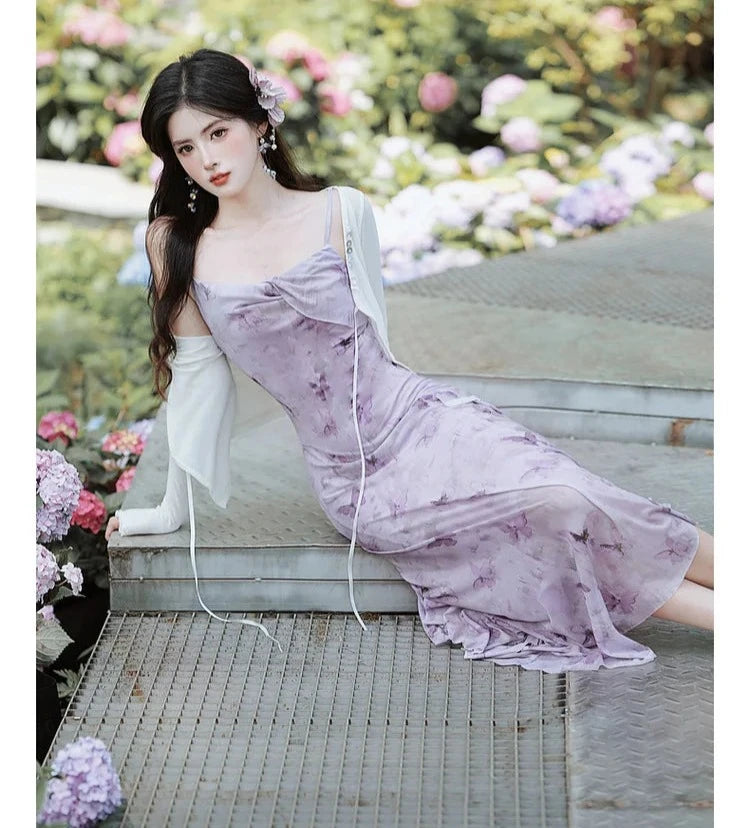 purple fairycore dress This purple dress is straight out of a secret garden fairy tale Ode to Purple Iris Dress Available From 8AM 20th April EST via our website. #lacemade #purplevibes #cottagecore #lavenderdress #fairycore