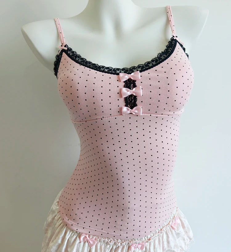 Sugar Noir Dark Coquette Lace Camisole Top Y2K Romantic Tank Top