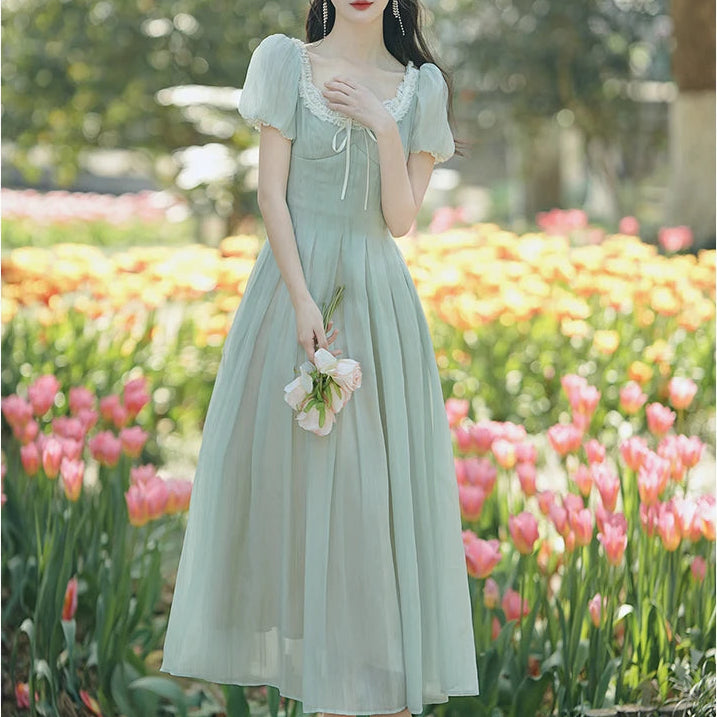 Evergreen Whisper Princesscore Fairy Dress - Romantic Vintage Cottagecore Gown