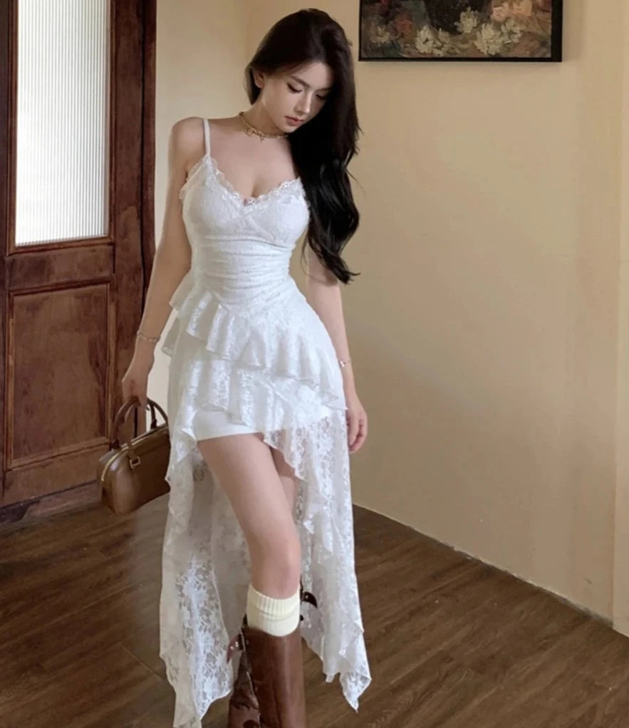 White Lace Fairycore Coquette Dress Fairy Dresses Coquette Aesthetic White Lace Fairycore Coquette Dress Fairy Dresses Coquette Aesthetic