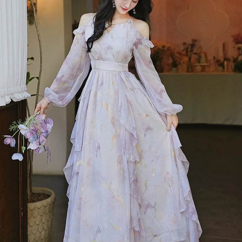 Dreamy Violet Butterfly Princess Fairy Dress