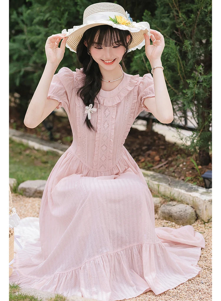 Sugar Vine Pastel Cottagecore Blush Pink Vintage-Coquette Dress