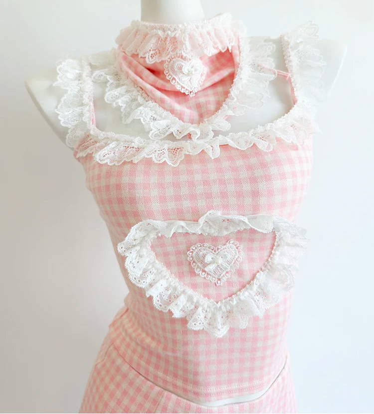 Hopeless Romantic Y2K Coquette Pink Ruffle Top - Romantic Anime Aesthetic