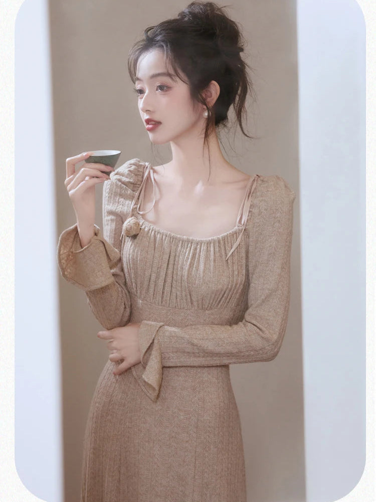 Long Sleeve winter Dress with long flared sleeves Long Sleeve winter Dress with long flared sleeves
