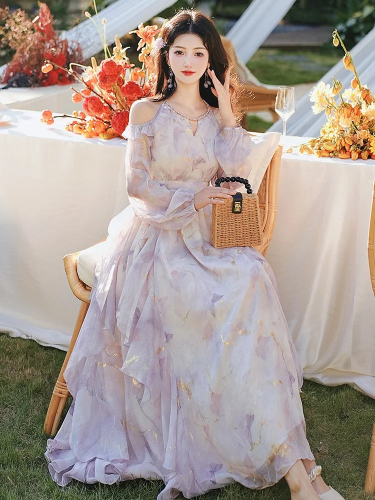 Dreamy Violet Butterfly Princess Fairy Dress