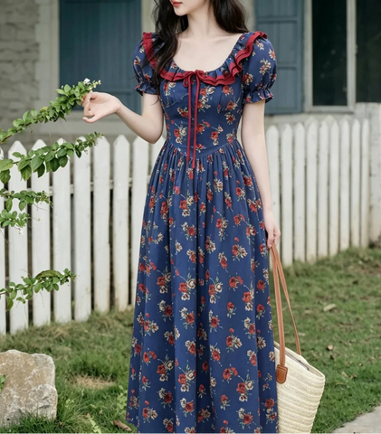 Midnight Bloom Dark Cottagecore Dress