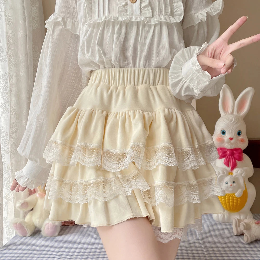 Wonder-fluff Ruffled Lace Kawaii Princess Mini Skirt