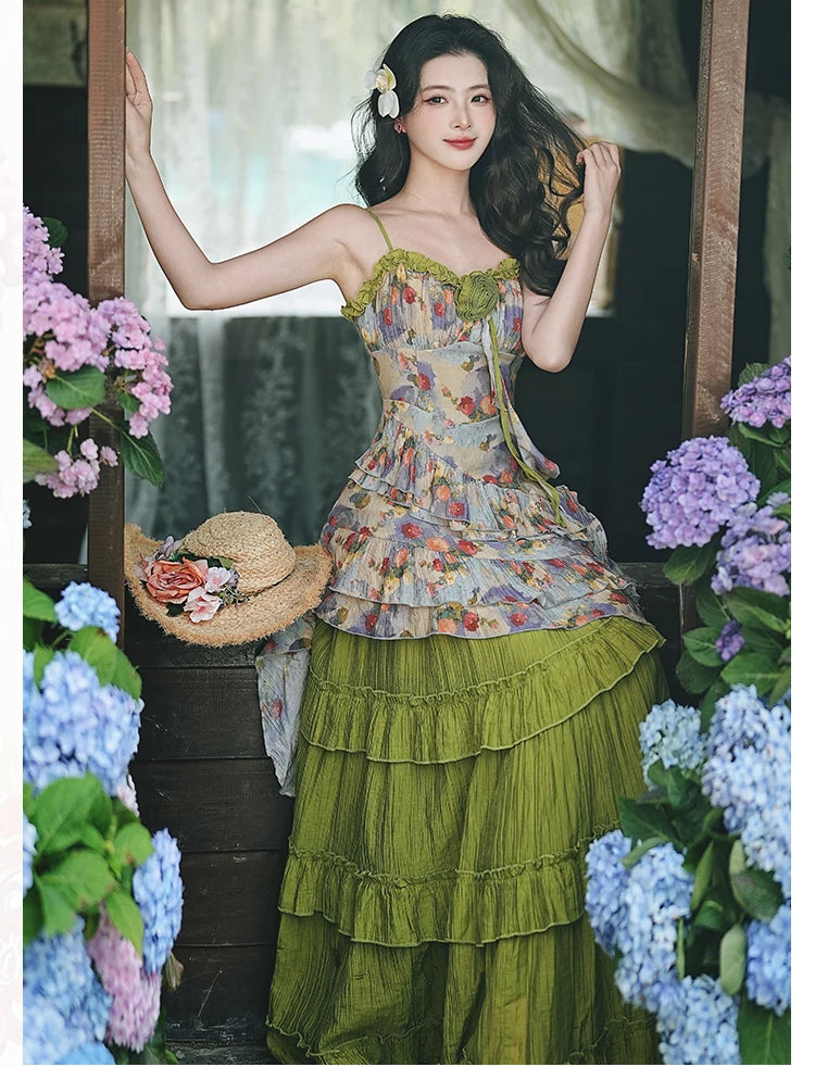 Enchanted Forest Nymph Set Green Witch Cottage Fairy Goblincore Outfit