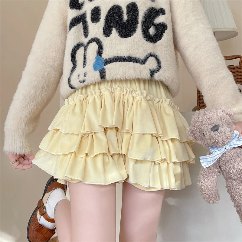 Sunny Velvet Ruffle Shorts Kawaii J-Fashion & Japanese Streetwear