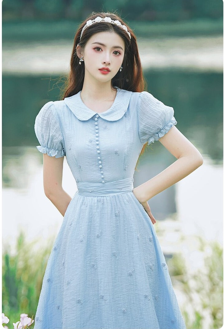 Alice Blue Peter Pan Collar Vintage Dress Alice in Wonderland Dress