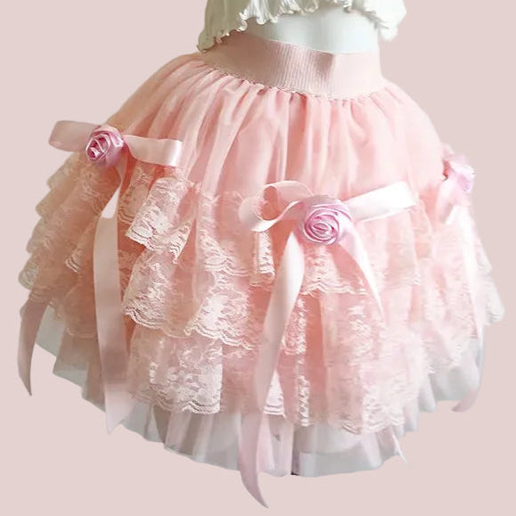 Rose Ribbon Coquette Lace Skirt