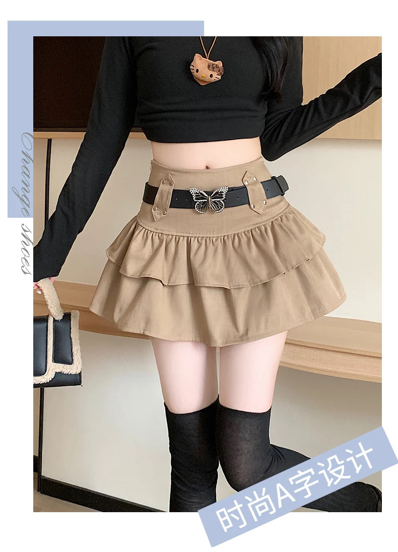 Y2K Mini Skirt With Butterfly Belt