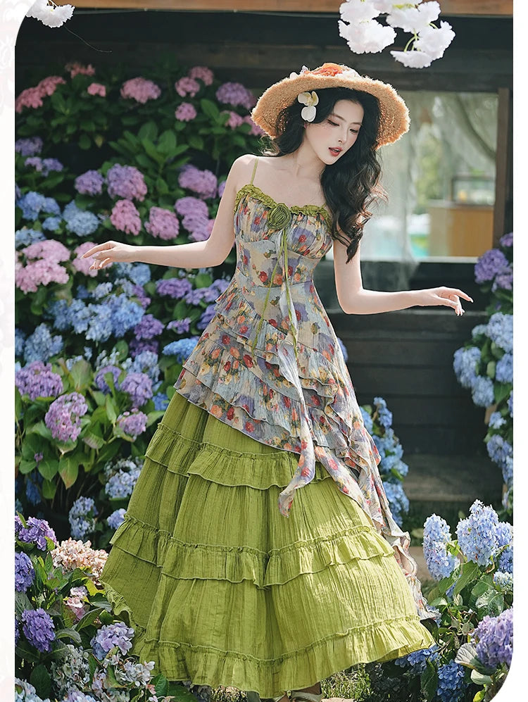 Enchanted Forest Nymph Set Green Witch Cottage Fairy Goblincore Outfit