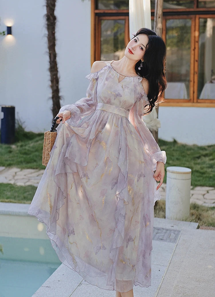 Dreamy Violet Butterfly Princess Fairy Dress