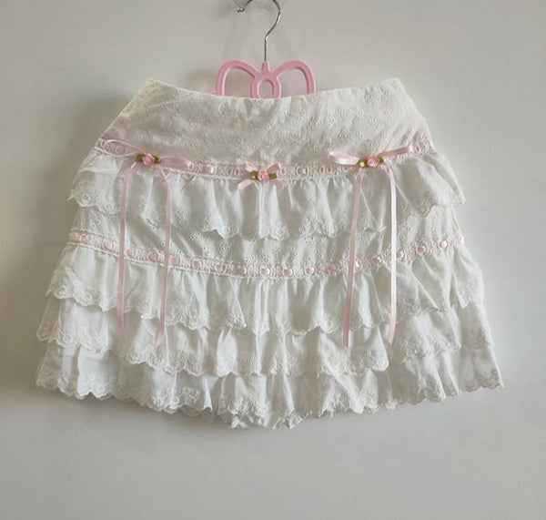 Vanilla Cupcake Coquette Cotton Lace Skirt