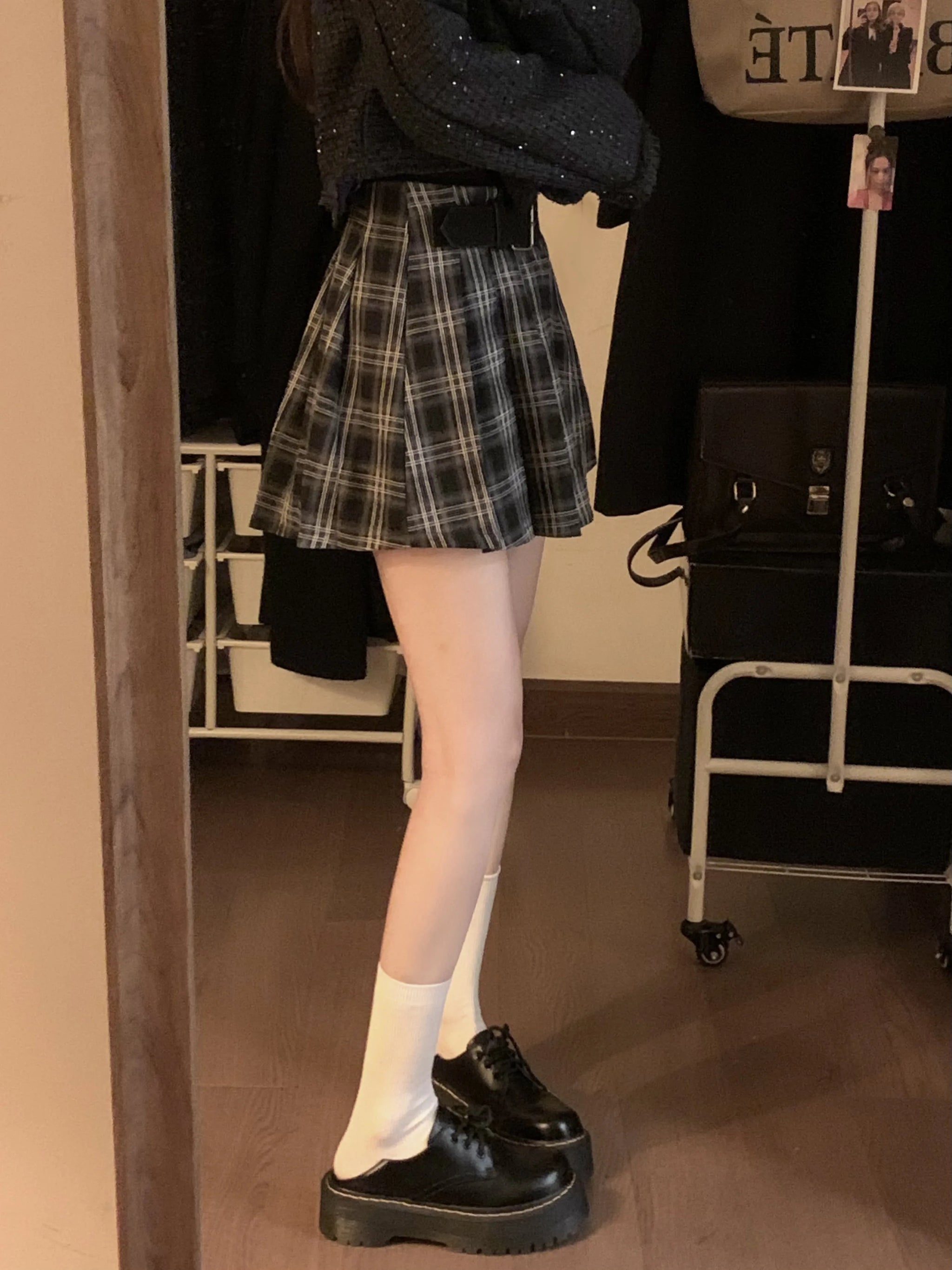 Victoria Dark Academia Plaid Pleated Mini Skirt