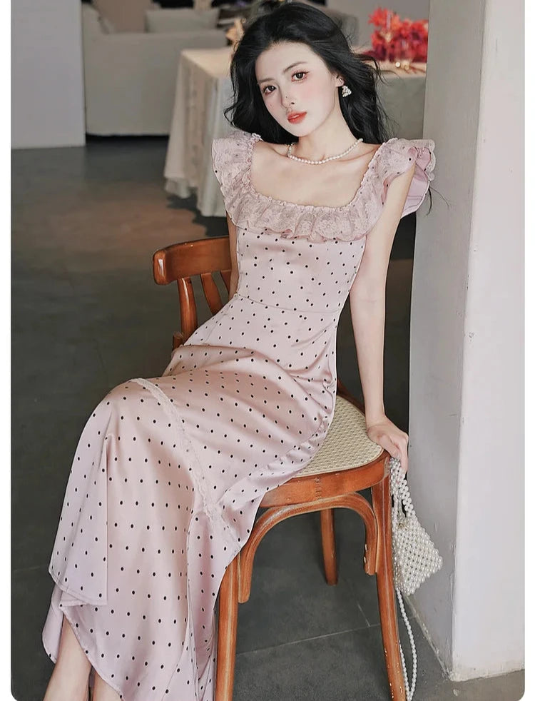 Pale Dusty Pink Polka Dot Vintage Dress 50s Vintage PinUp dress Pale Dusty Pink Polka Dot Vintage Dress 50s Vintage PinUp dress
