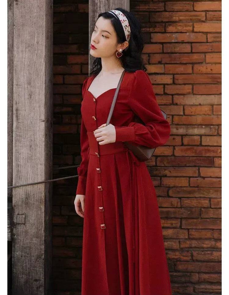 Crimson River Vintage Academia Dress