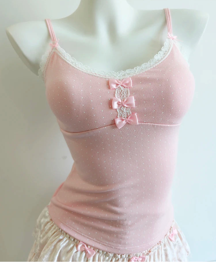 Sugar Noir Dark Coquette Lace Camisole Top Y2K Romantic Tank Top