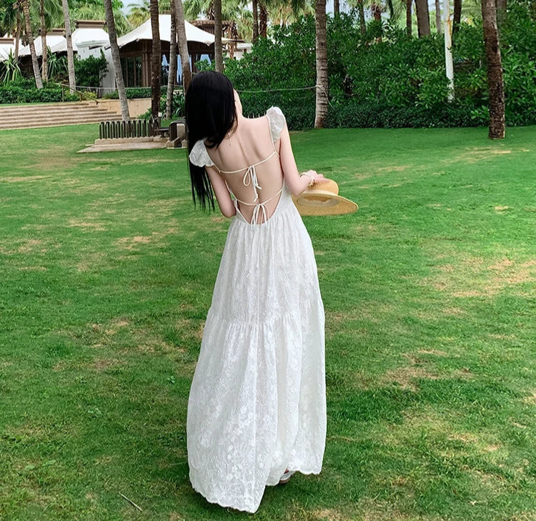 White Long Fairycore Lace Dress Ethereal Dress Lace Coquette Dress White Long Fairycore Lace Dress Ethereal Dress Lace Coquette Dress