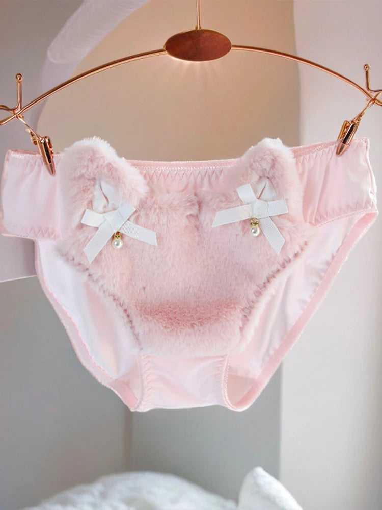 Soft Kawaii Kittens with Bow Lingerie Set