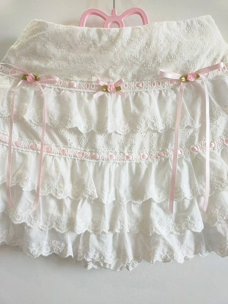 Vanilla Cupcake Coquette Cotton Lace Skirt