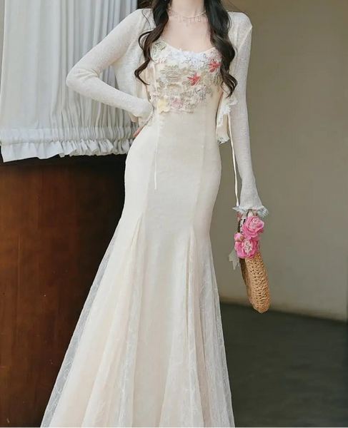 Flower Applique Coquette Fairy Dress