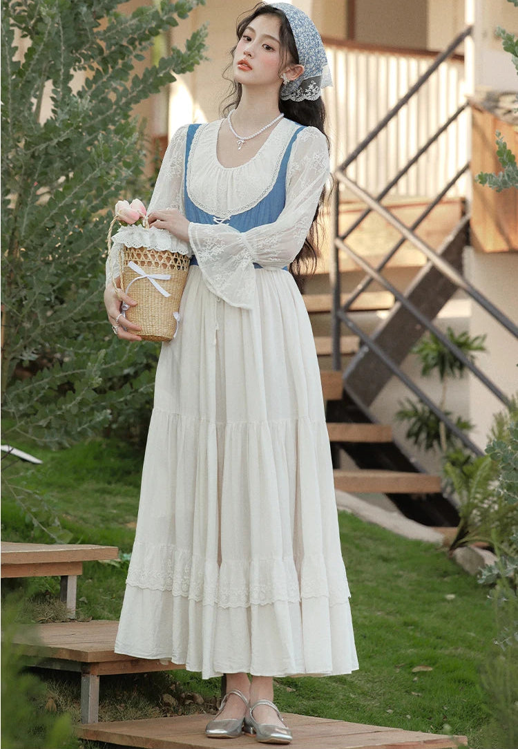 witch white dress Cottage Witch dress Cottagecore Dress cottagecore outfit village witch