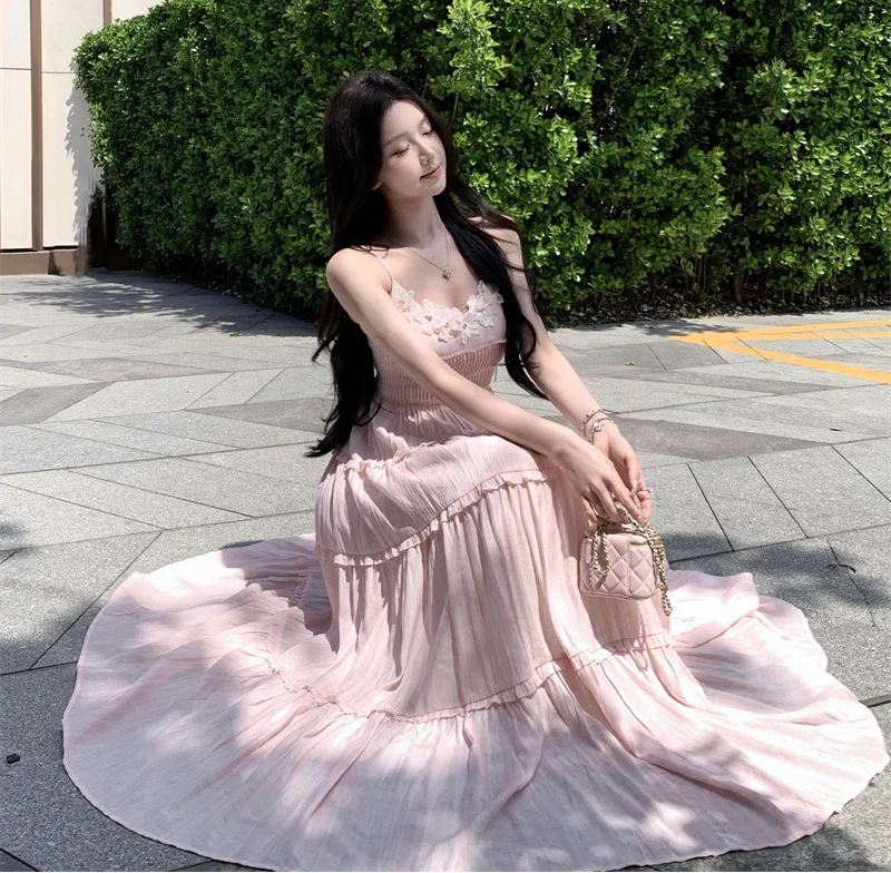 Shanna Long Peach-Pink Coquette Dress
