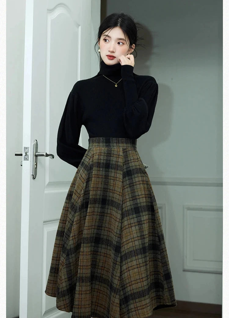 Foxy Willow 2-Piece Plaid Wool Dark Academia Set