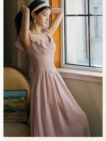 Ema Dusty Pink Balletcore Aesthetic Coquette Dress