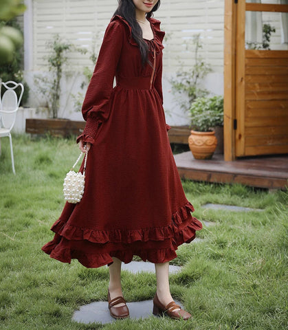 Persimmona Fall Cottagecore Dress
