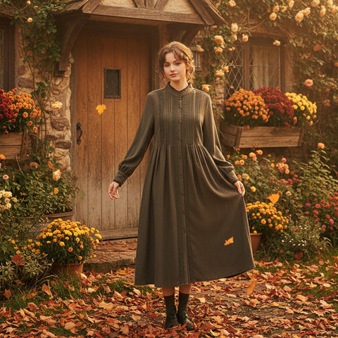 Olive Garden Dark Cottagecore Oversized Dress